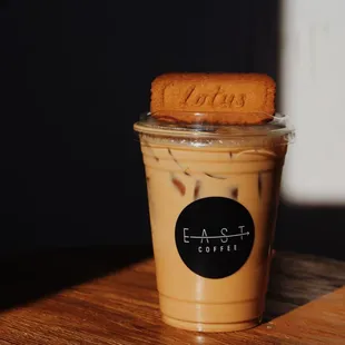 Our Cookie Butter latte, available hot or iced!