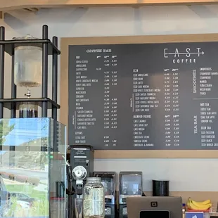 Some of the coffee menu