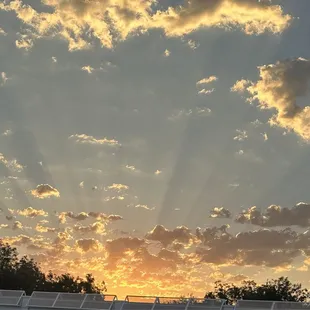 Beautiful October sunrise from the parking lot of the coffee shop
