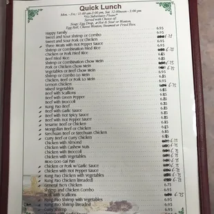 menu