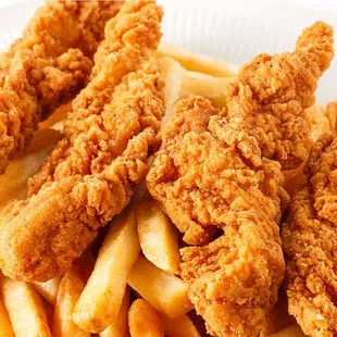 fried chicken strips and french fries