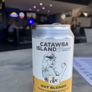 a can of catawba island hot blonde