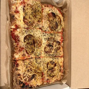 To go Vegan pie plant based pepperoni delicious!