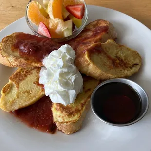 Breakfast French Toast with strawberry compote