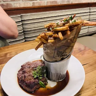 Steak and House Cut Truffle Fries. My friend gave me a bite and WOW! I'll order this next time.