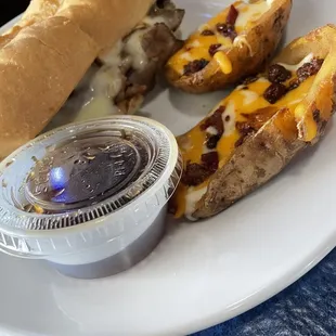 French Dip.  Potato skins.