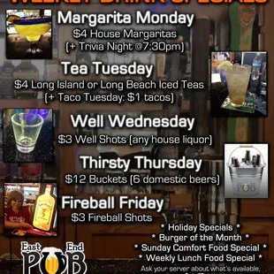 Follow us on Facebook to keep up with all of our changing specials!
