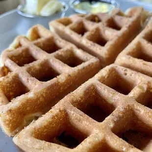 a plate of waffles