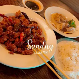 Dry Chili Pepper Chicken and Fried Dumplins