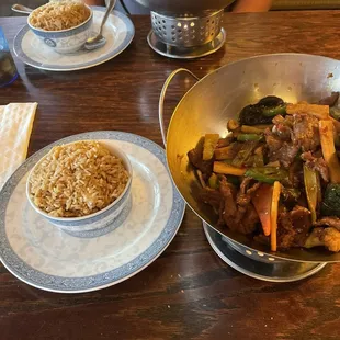 Dry steak Schezwan and Dry Chicken