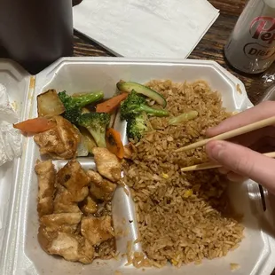 Chicken and rice.