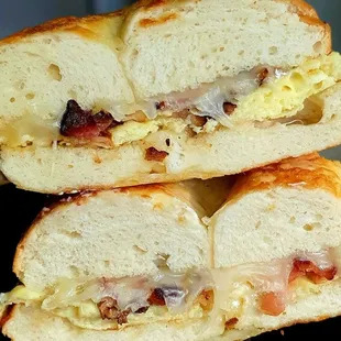 BEC on an Asiago bagel