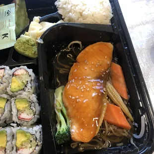 Salmon teriyaki bento box