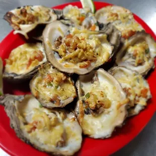 Wood grilled oysters