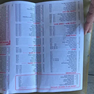 a person holding a menu
