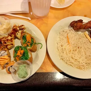 Assorted Sushi, Mei Fun, Teriyaki chicken