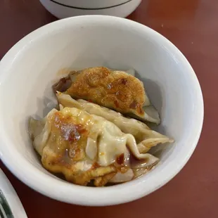 Thaaaa pot stickers. Be sure to get the sauce too.