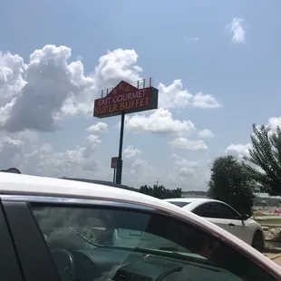 a car parked in front of it