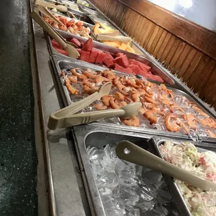 a buffet of seafood