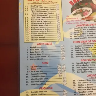 menu