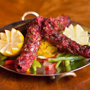 SHEEKH KEBAB (GF)
sweet onions, herbs, ginger, garlic &amp; savory spices, grilled on skewers