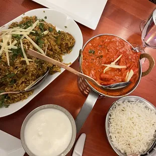 various dishes of food on a table