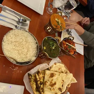 a table with a variety of food