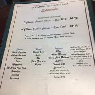 Menu Back Cover
