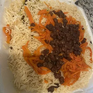 rice, carrots and raisins