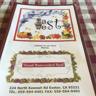Menu cover
