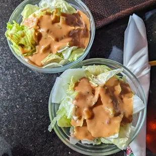 Comp salad with peanut sauce. Yuuuummmmmm