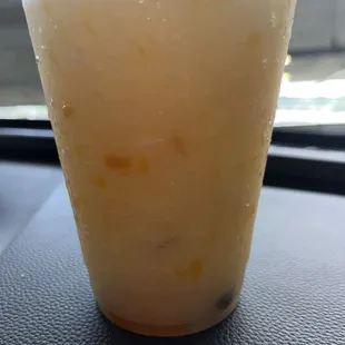 Mango smoothie w/ honey boba