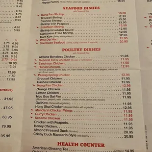 the menu