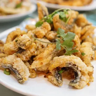 a plate of deep fried squids