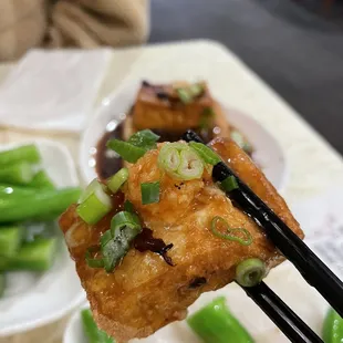 Fried Tofu Cubes Stuffed with Shrimp
