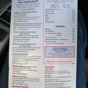 Menu page 3 of 3 back cover
