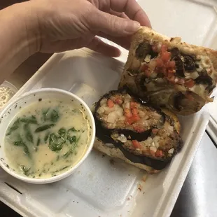 1/2 eggplant sandwich &amp; 1/2 soup lunch special