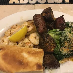 Oven roasted Tilapia topped with shrimp
