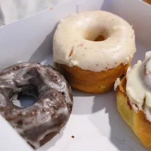 Chocolate Glazed, Salted Brown Butter, and Cinnamon Roll w/ Cream Cheese Icingcinnamon