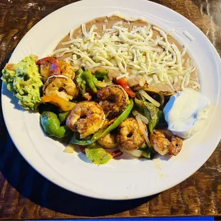 shrimp fajitas, no rice
