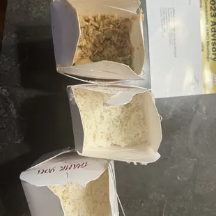 Evidence that I received 2 white rice and not my shrimp fried rice
