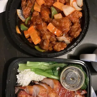 Roast Pork over rice and  Sweet and Sour Rib