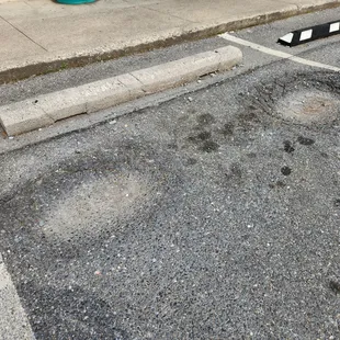 Beware of deep potholes when parking in front. I damaged my car.