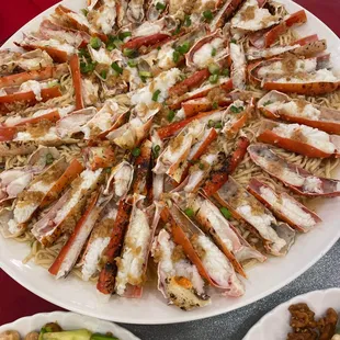 King Crab (Steamed with Garlic and Noodles on the bottom)