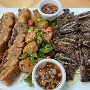 Mauka to Makai Platter - Crispy Pork Belly, Salt &amp; Pepper Shrimp, Pulehu Short Ribs