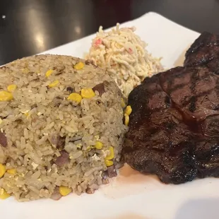 Ribeye Steak with Johnny&apos;s Fried Rice and Potato Crab Salad