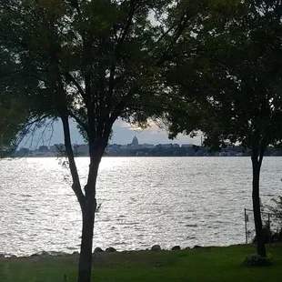 Great lake view from inside the restaurant