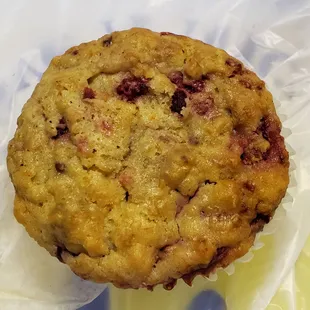 The raspberry muffin is a nice balance of sweet and tart.