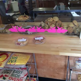 Donuts, muffins, cookies, shirts