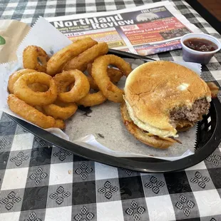 Rodeo burger with onion rings!